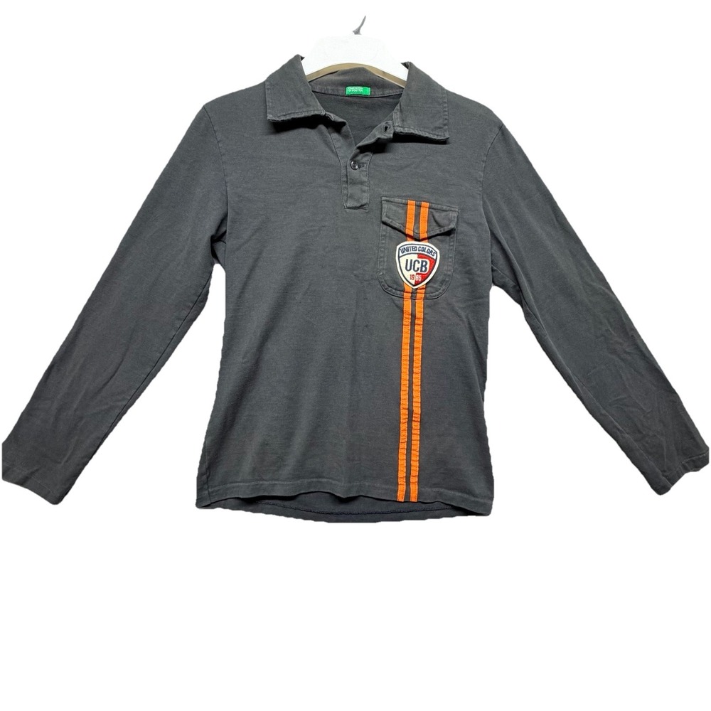 United Colors of Benetton Polo Shirt Gray Long Sleeve UCB 1965‎